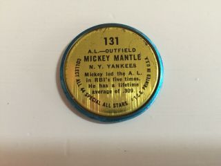 MICKEY MANTLE 1964 TOPPS ALL - STAR COIN - VINTAGE BATTING LEFT 2
