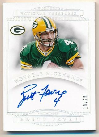 Brett Favre 2014 National Treasures Notable Nicknames Autograph Packers Auto /25