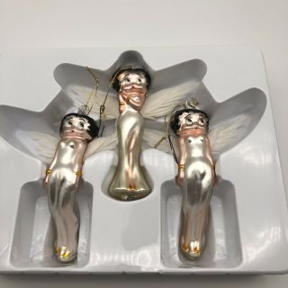 Vintage Rare Betty Boop 3 Pack Glass Angel Ornaments By Bright Ideas
