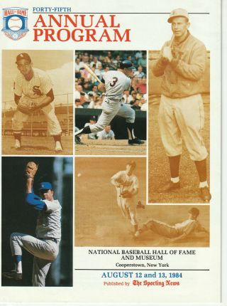 1984 Baseball Hall Of Fame 45th Induction 12 - 13aug Program 11/19 Aparicio Reese