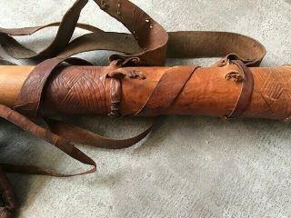 VINTAGE ANTIQUE OLD NATIVE TRIBAL AFRICAN QUIVER,  POUCH,  3 ARROWS 2