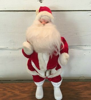Vintage Santa Claus Figure Plastic White Boots 13 3/4 " Tall