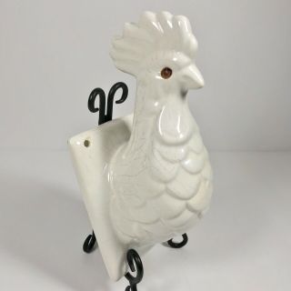Vintage Ceramic Rooster Chicken Wall Plaque Apron Towel Hook Figure