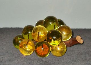 Vintage Mid Century Amber Lucite Acrylic Grape Cluster