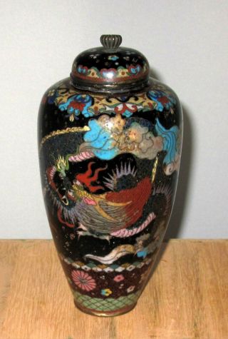 Fine Antique Japanese Cloisonne Enamel Vase W/ Dragons - Meiji Goldstone