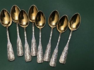 Antique St Cloud Gorham 1885 Set Of 8 Demi Tase Spoons 925 Sterling Silver