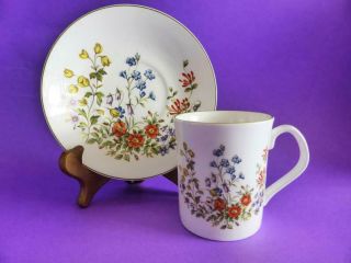 Vintage Elizabethan " Woodland " English Bone China Floral Teacup And Saucer Set