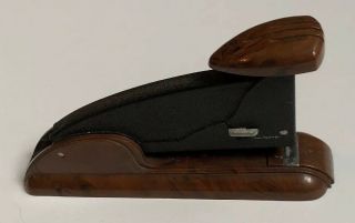 Vintage Tot Speed Stapler Art Deco Mid Century Modern Desk Top Brown Made In Usa