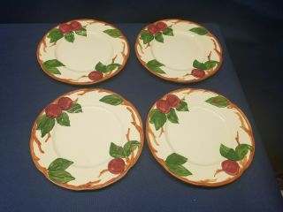 Vintage Franciscan California Pottery Apple Set 4 Luncheon Dinner Plates