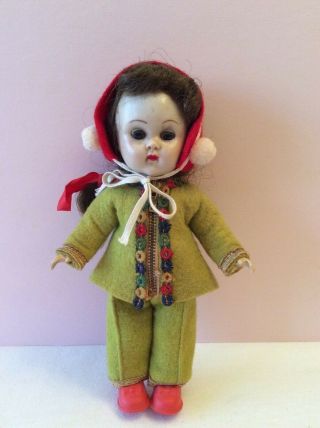 Vintage Vogue Ginny Slw Doll With 1955 Lime Green & Red Ski Outfit