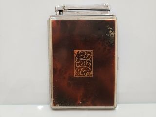 Vintage Ibelo Monopol Cigarette Lighter & Holder Case Enamel & Silver