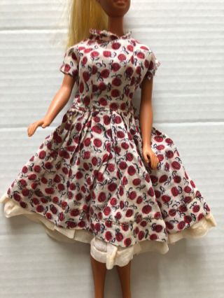 Vintage 1966 Mattel Barbie Doll Blonde Hair Bendable Knees Blue Eyes With Dress 3
