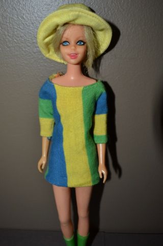 Vintage Barbie - Mod Twiggy Doll In Striped Dress - Tlc