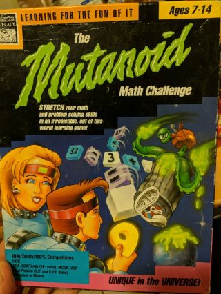 Vintage Mutanoid Math Challenge Problem Solving Alien Pc Big Box Game Ibm Tandy