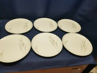 Vintage Fine China Of Japan " Platinum Wheat " Dinner Plates Set Of 6