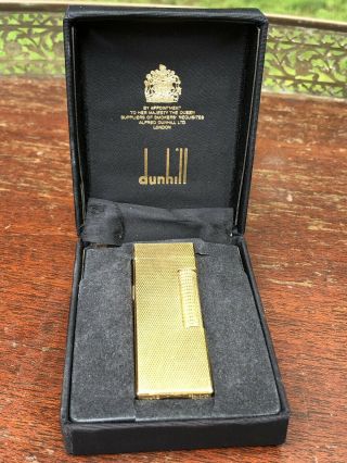 Vintage Dunhill Rollagas Gold Plated Lighter Us Re24163 Box