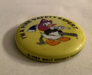Vintage Disney Products I ' m A Fire Safety Expert Donald Duck Fireman Pin 1984 3