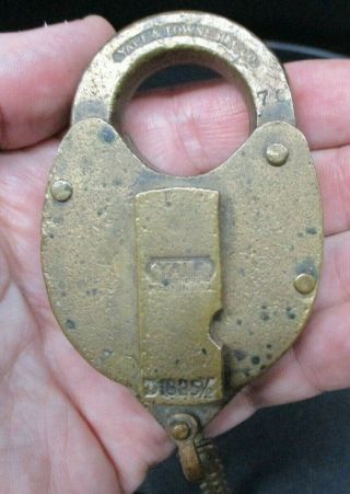 Antique/ Vintage Yale Padlock Brass Lock With Chain Railroad Style No Key
