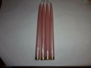 Vintage Pink Frosted Colored Lucite 10 " Candles D H Lindberg Co Set Of 4