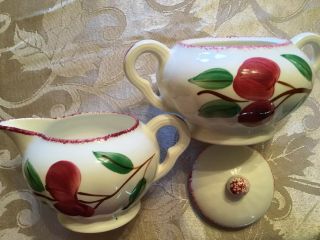 Vintage Blue Ridge Southern Potteries Crab Apple Creamer And Covered Sugar Bowl