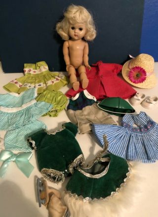 Vintage Vogue Ginny Doll & 6 Medford Tagged Outfits With Accessories