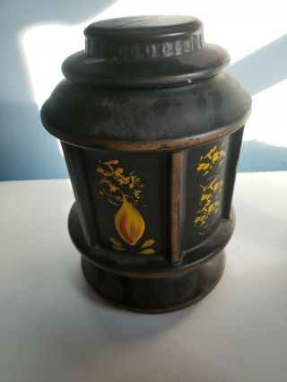 Vintage 1960s Mccoy Pottery Usa Handpainted Black Lantern Cookie Jar 9.  5 "