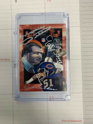 Mike Ditka Gale Sayers Dick Butkus Autographed Commemorative Collector Card/200