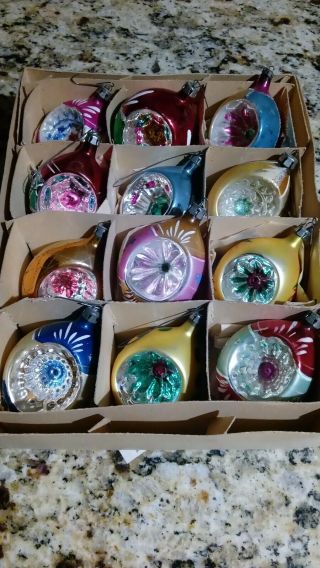 Vintage 12 Santa Land Poland Glass Christmas Tree Ornaments