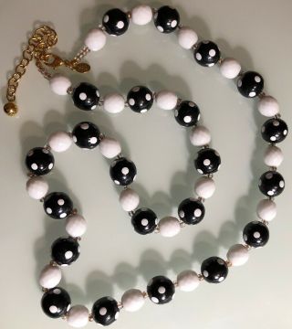Vintage Joan Rivers Black And White Polka Dot Lucite Necklace