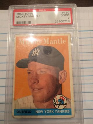 Mickey Mantle 1958 Topps 150 Psa 2 Good Yankees Hof