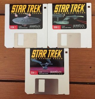 Vintage 1992 Berkeley Star Trek Screen Savers 3.  5 Floppy Disks For Macintosh Mac