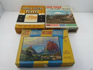 3 Vintage Jigsaw Puzzles: Pan American Airlines,  Going West,  Perfect Picture,