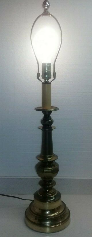 Vintage Mid Century Brass Candlestick Table Lamp 3 Way Switch Very Heavy 31 