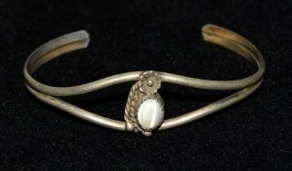 Vintage Native American Mother Of Pearl Sterling Silver Cuff Bracelet Size 6.  5