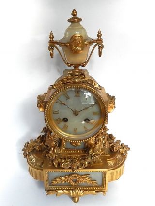 Victorian Japy Freres French Gilt Brass Striking Mantel Clock 3020