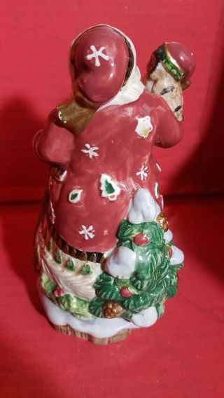 Vintage 2001 Christmas Porcelain Santa Claus Owl Bell Holiday Figure Decoration 3