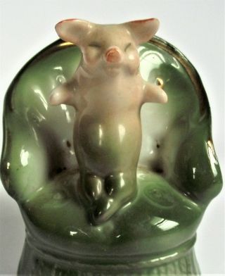 VTG german PINK PIG Porcelain TOOTHPICK HOLDER Figurine FAIRING Figure germany 2