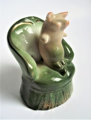 VTG german PINK PIG Porcelain TOOTHPICK HOLDER Figurine FAIRING Figure germany 3