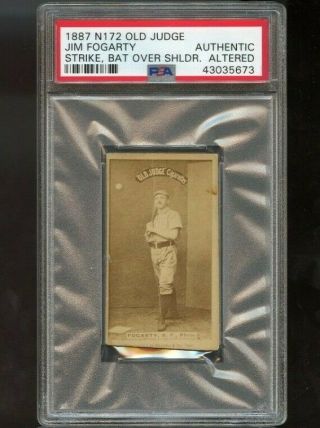 1887 N172 Old Judge Jim Fogarty (bat Over Shoulder,  Ball In Air) Psa Authentic