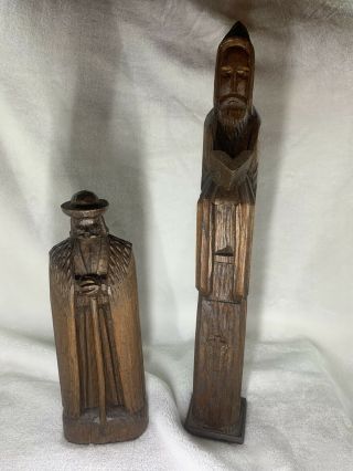 Vintage Hand Carved Wooden Priest And Cleric Monk Religious Folk Art Mexico