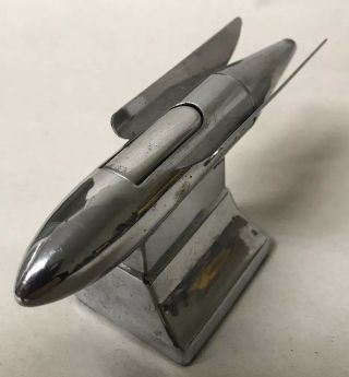 Vintage Chrome Torpedo Rocket Continental - Mid Century,  Japan Table Lighter