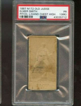 1887 N172 Old Judge Elmer Smith Pitch,  Hands At Chest - E.  Smith) Psa Authentic