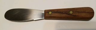 Vintage Ll Bean Spreader Sandwich Knife Stainless Serrated Blade Wood Handle Usa