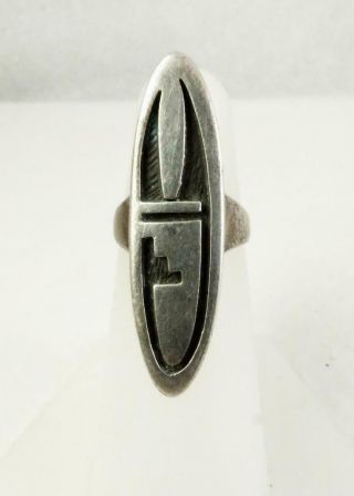 Vintage 1960’s Hopi Victor Coochwytewa Sterling Silver Inlaid Tribal Ring Size 5