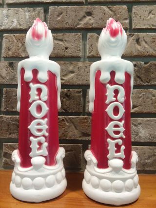 Two Vintage 13 " Noel Candle Blow Mold With Light Empire Usa Christmas 1970