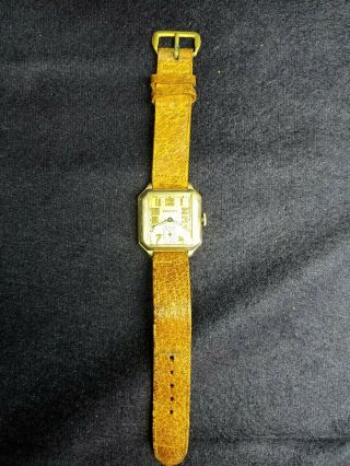 Vintage Men ' s Hamilton 987 - F art deco watch 17 jewels 14K gf Fahys case 3