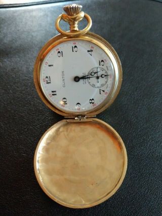 Vintage Clinton 17 Jewel Swiss Made Pocket Watch