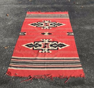 Estate Find Antique Navajo Indian Rug / Blanket Whirling Log 47” X 78”