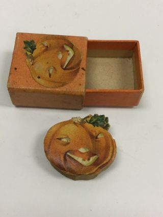Vtg Antique Gibson Halloween Stickers Seals Pumpkin Jack O Lantern Box