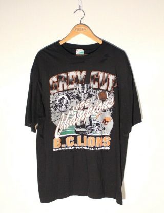 Vintage Bc Lions 1994 Grey Cup Champions Cfl Large T Shirt Canada Football